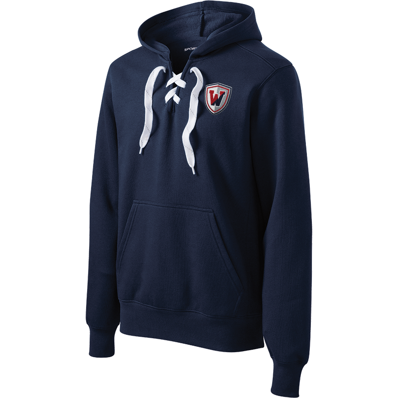 Wall Hockey Lace Up Pullover Hooded Sweatshirt