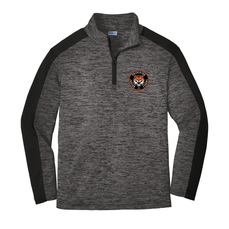 Princeton Jr. Tigers Youth PosiCharge Electric Heather Colorblock 1/4-Zip Pullover